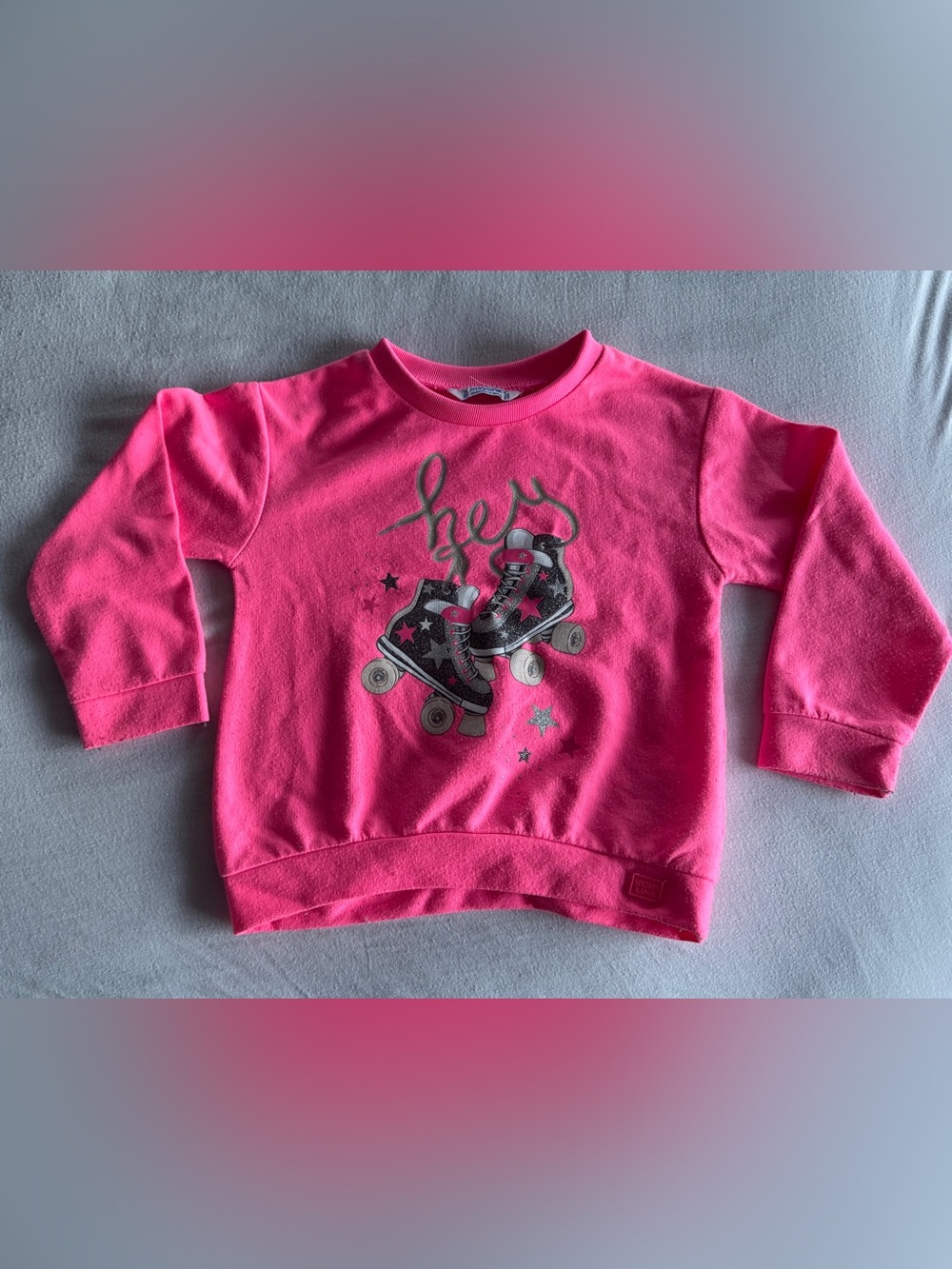 Mayoral Girls Size 3 Pink Roller Skate Graphic Sweater Sweatshirt